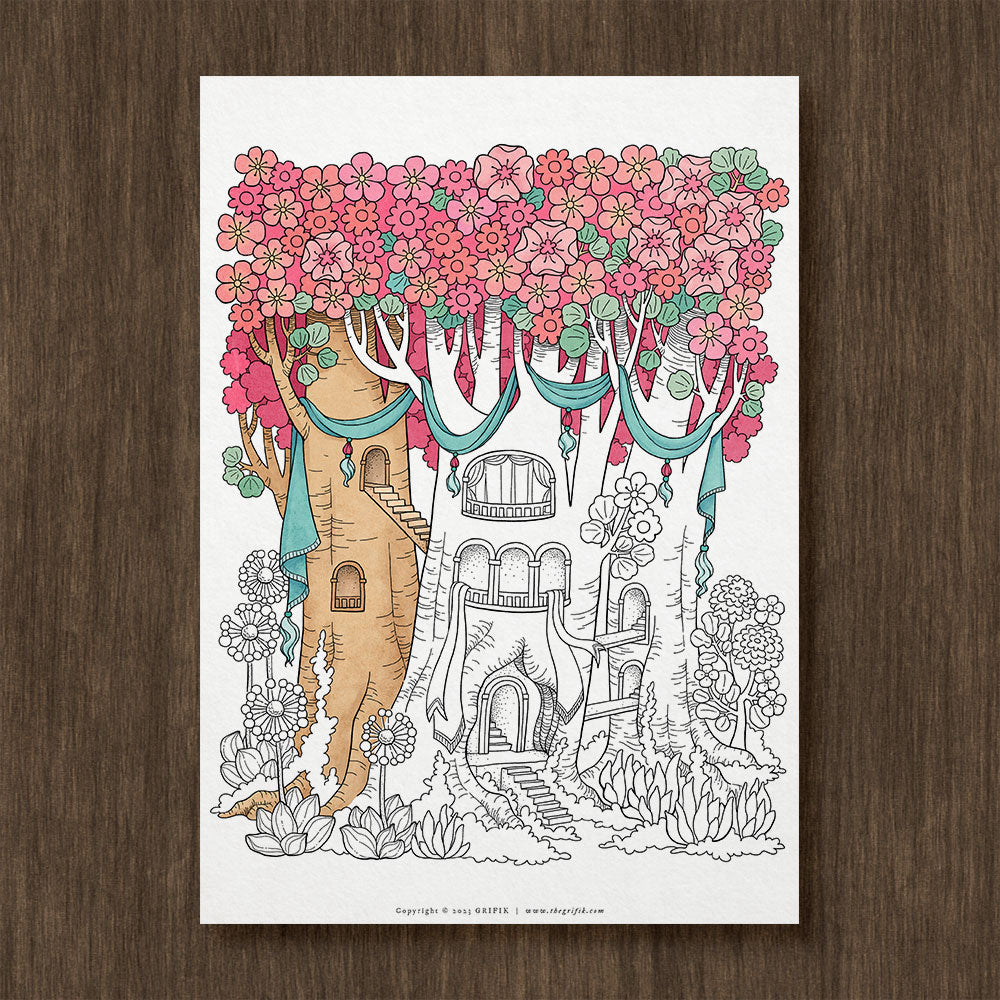 Tree Castle Coloring Page