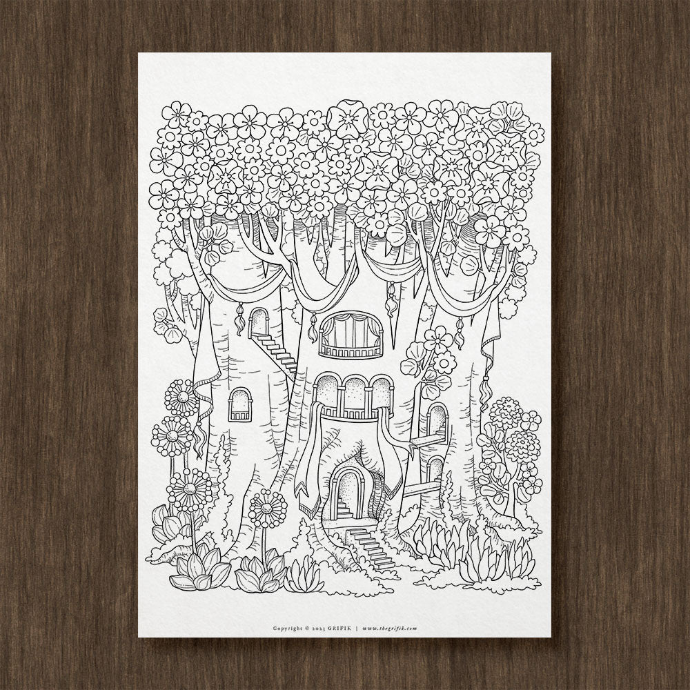 Tree Castle Coloring Page