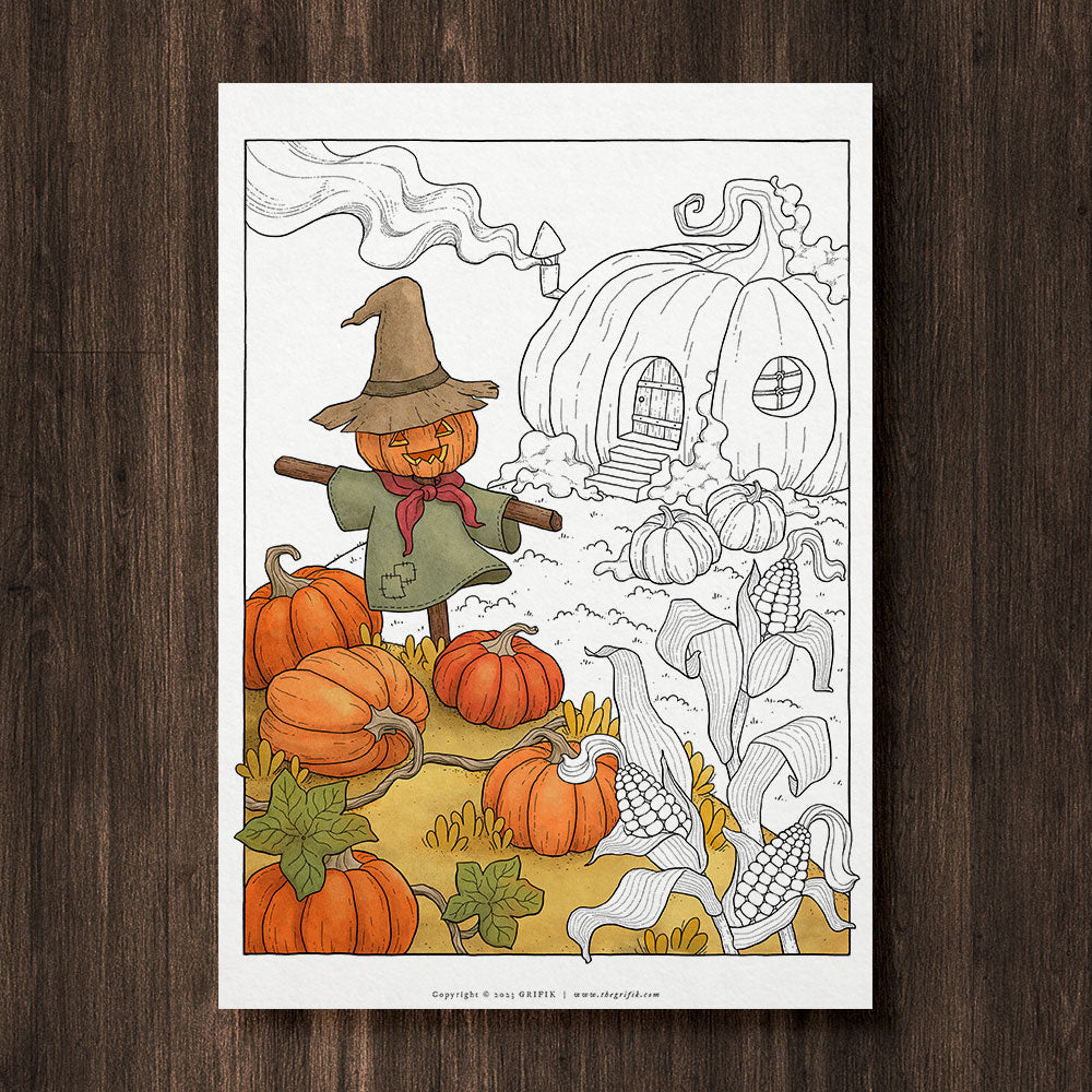 Pumpkin Field Coloring Page