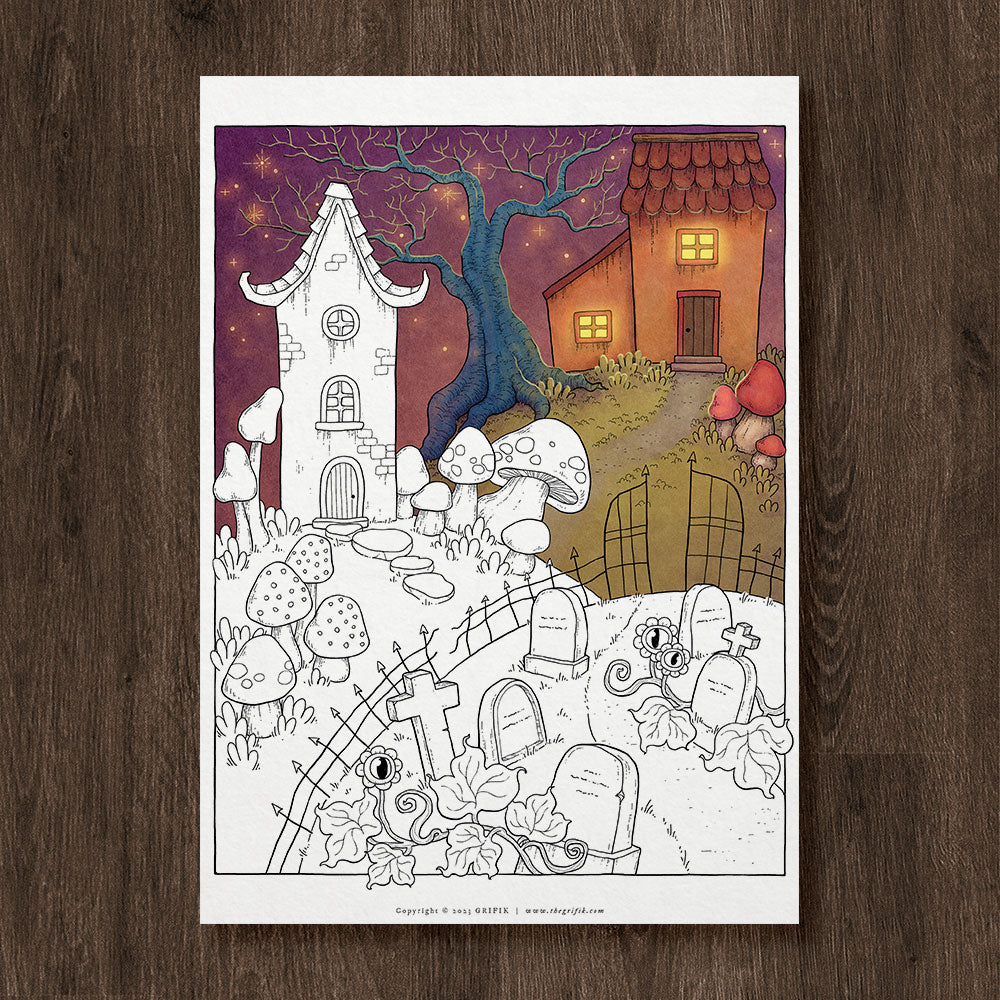 Spooky Town Coloring Page
