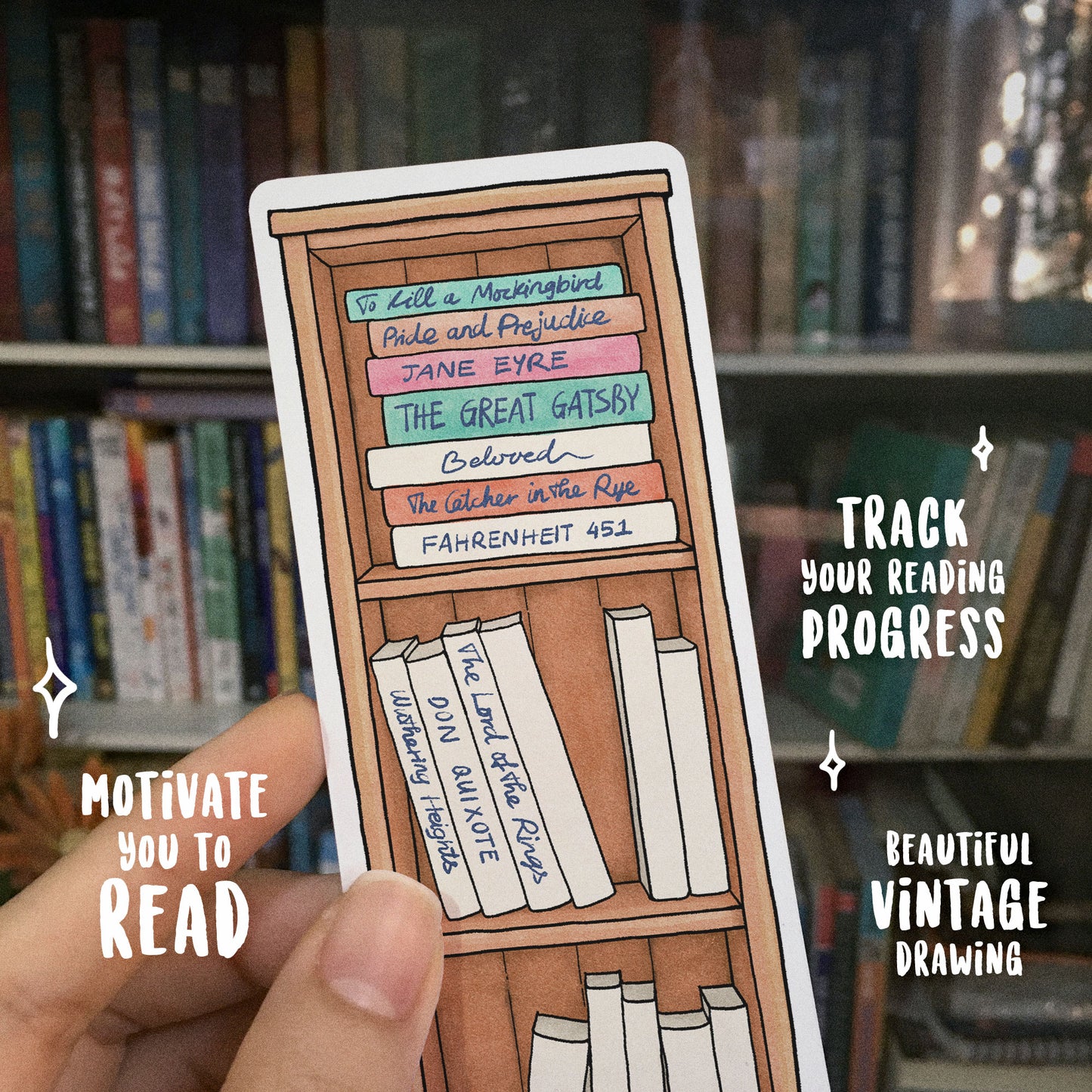 Vintage Book Tracker Bookmarks, Set of 12