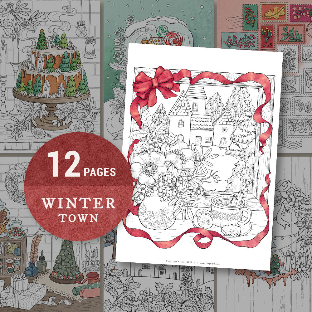 WINTER - Pack of 12 Coloring Pages