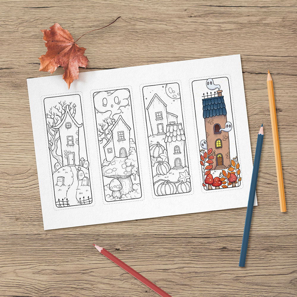 Spooky Coloring Bookmarks