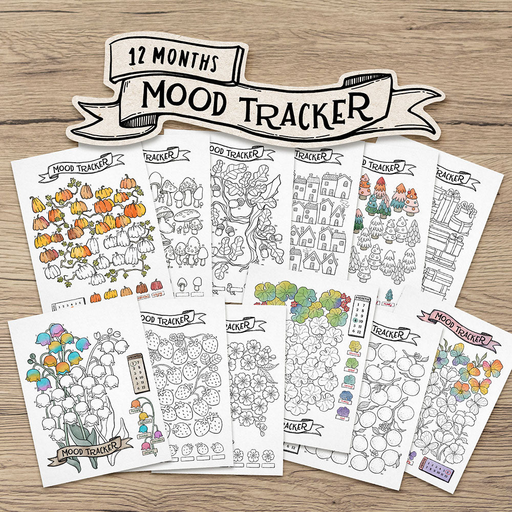 Printable Monthly Mood Tracker, 12 Month Set