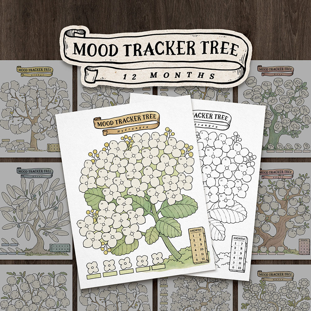 Mood Tracker Tree - Printable Monthly Mood Tracker, 12 Month Set