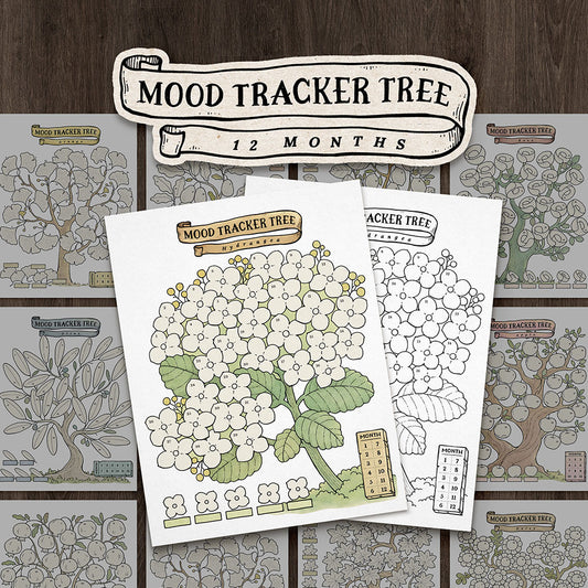 Mood Tracker Tree - Printable Monthly Mood Tracker, 12 Month Set