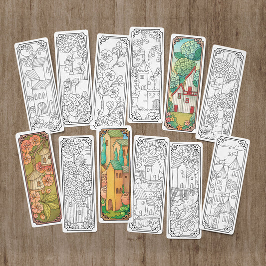 Spring Castle Coloring Bookmarks