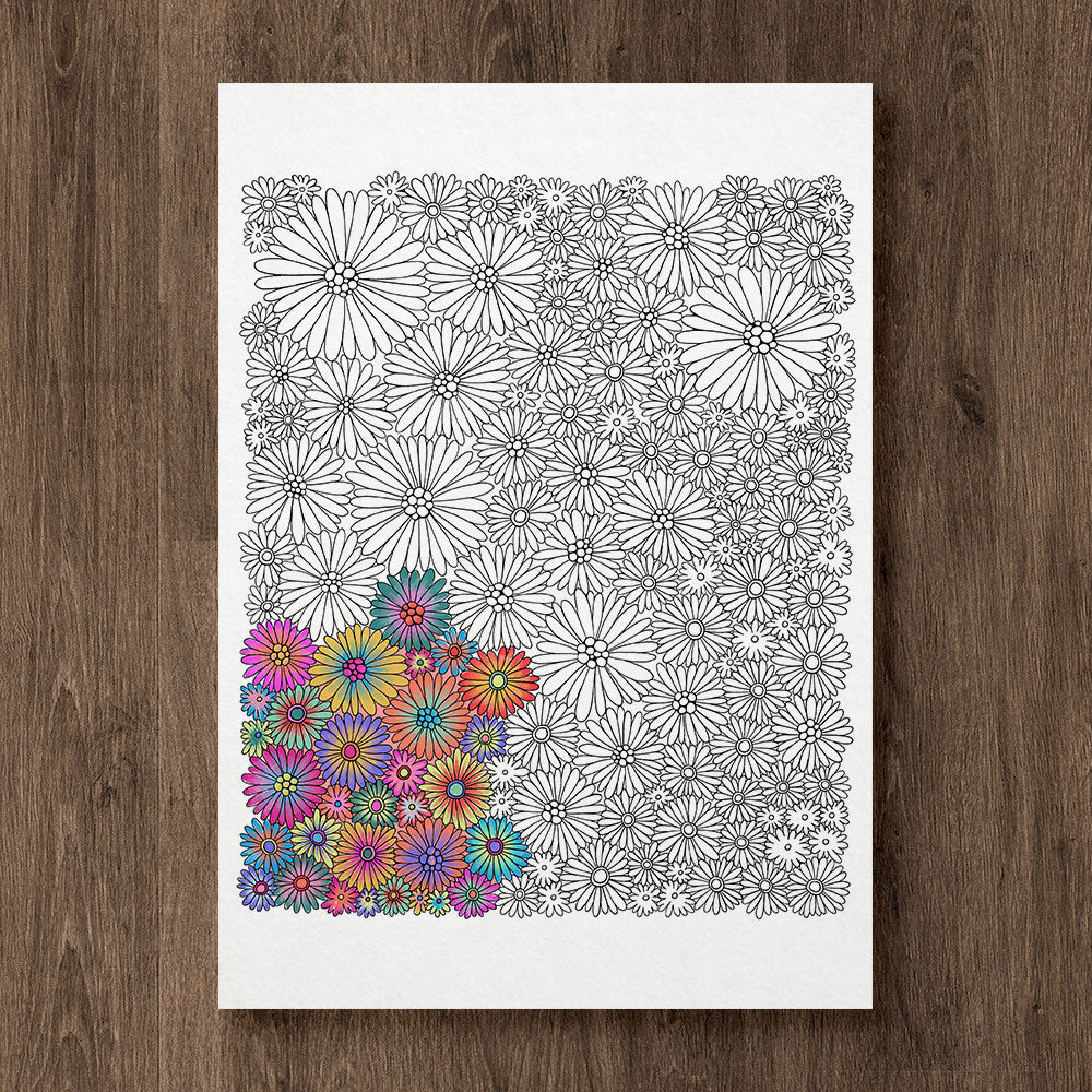 Daisies Pattern Coloring Page