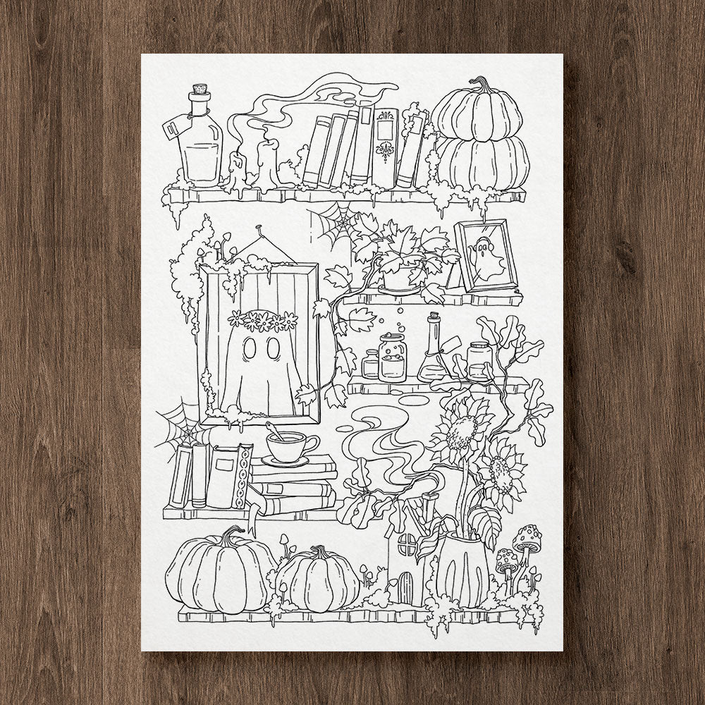 An Autumn Shelf Coloring Page