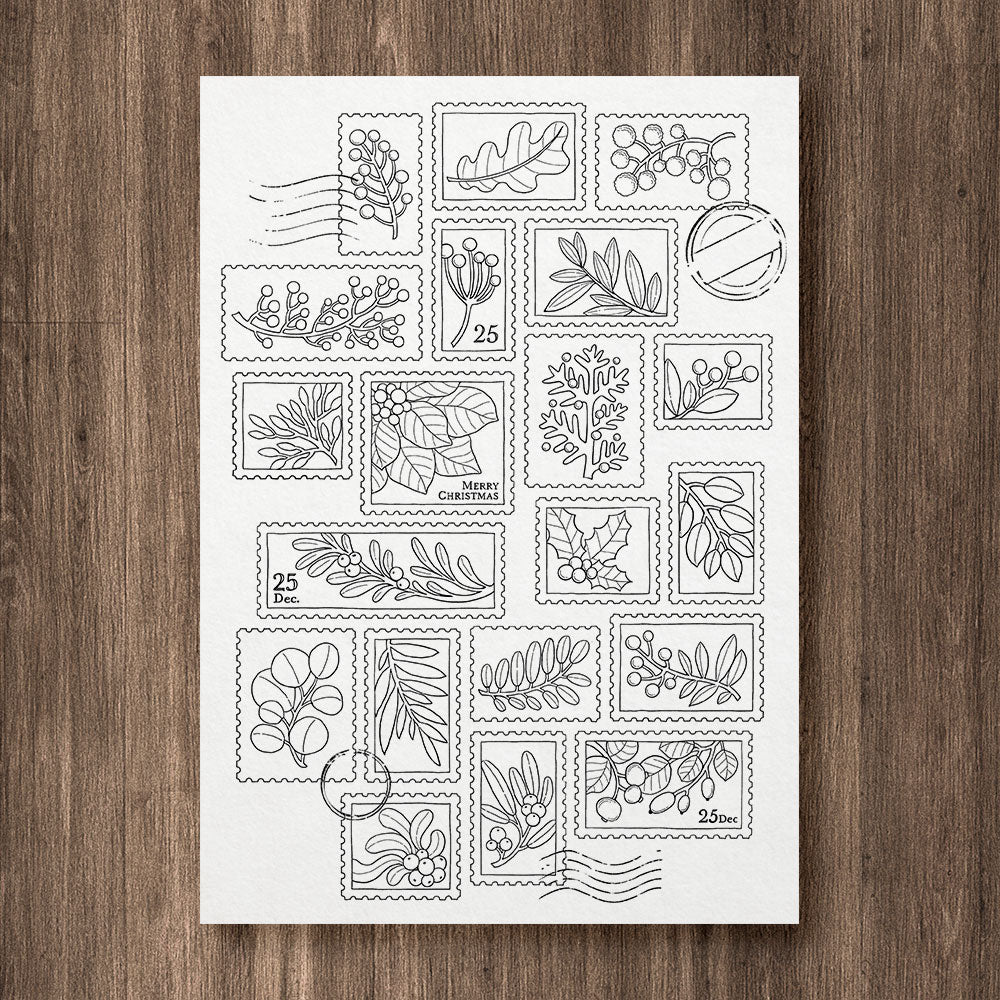 Christmas Stamps Coloring Page