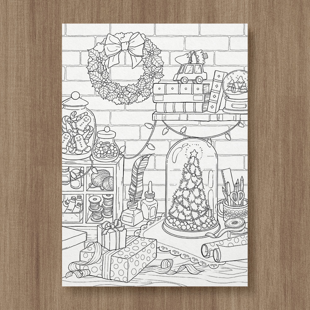 Xmas Gift Wrapping Coloring Page
