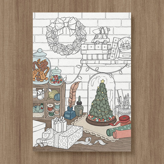 Xmas Gift Wrapping Coloring Page