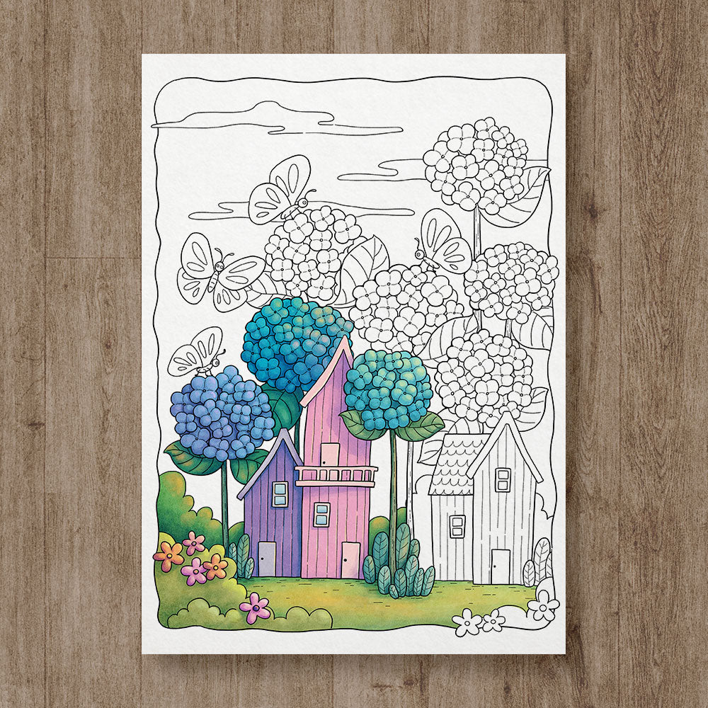 Hydrangea Garden Coloring Page