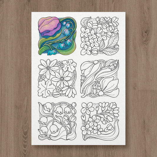 Mini Boxes of Flowers Coloring Page